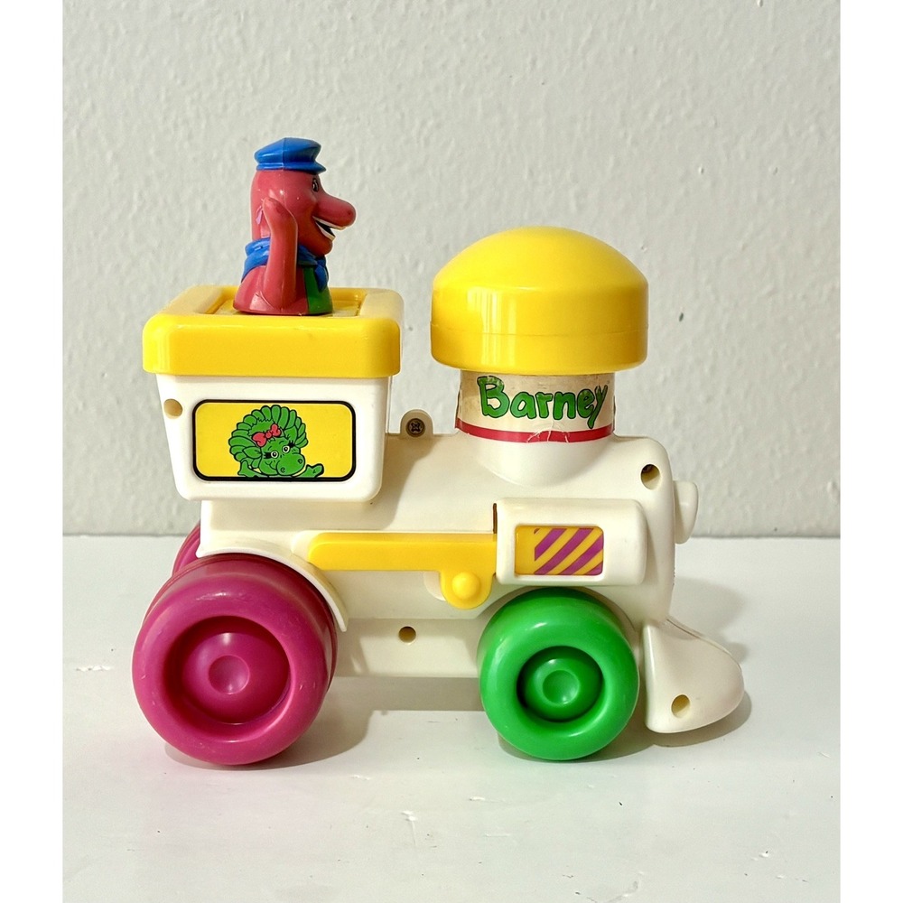 Barney The Dinosaur Train Push and Go Vintage 90s Toy Engine Kid Powered 1994 - Picture 2 of 7